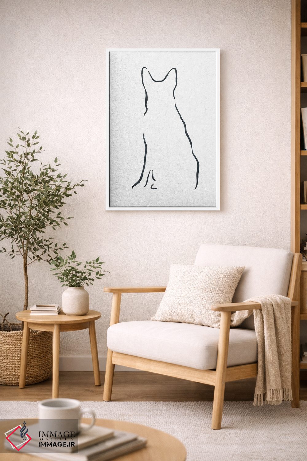 تابلو مینیمال ژرمن شپرد نشسته اثر لزلی بیشاپ - D5W