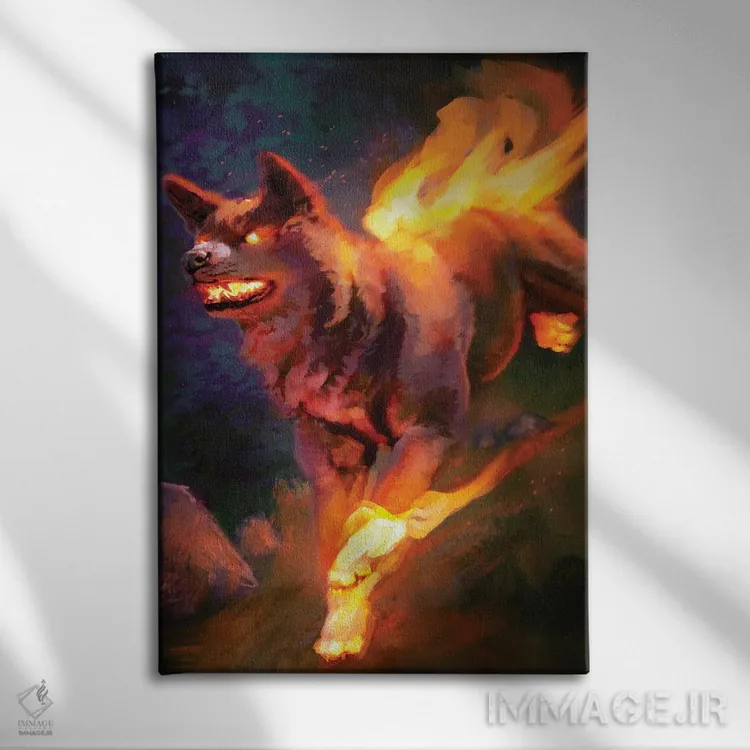 تابلو دکوراتیو سگ آتشین اثر لوییز گلبی - نمای روبهرو روی دیوار