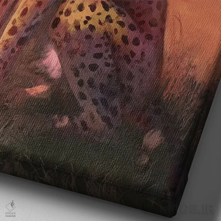 تابلو دکوراتیو یوزپلنگ ساوانا اثر لوییز گلبی - نمای نزدیک بافت بوم