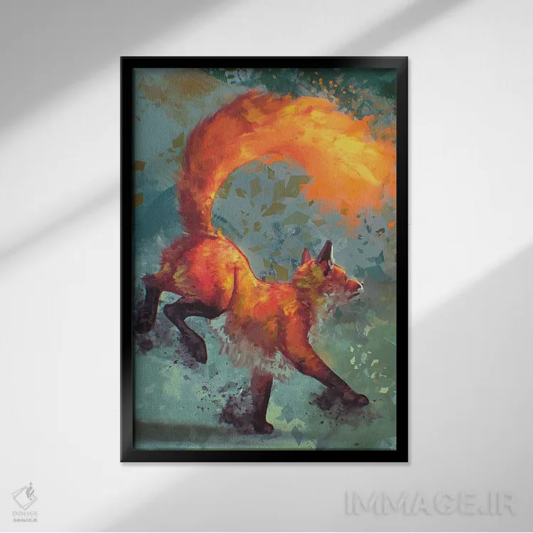 تابلو دکوراتیو روباه آتشین اثر لوییز گلبی - نمای قابدار مشکی