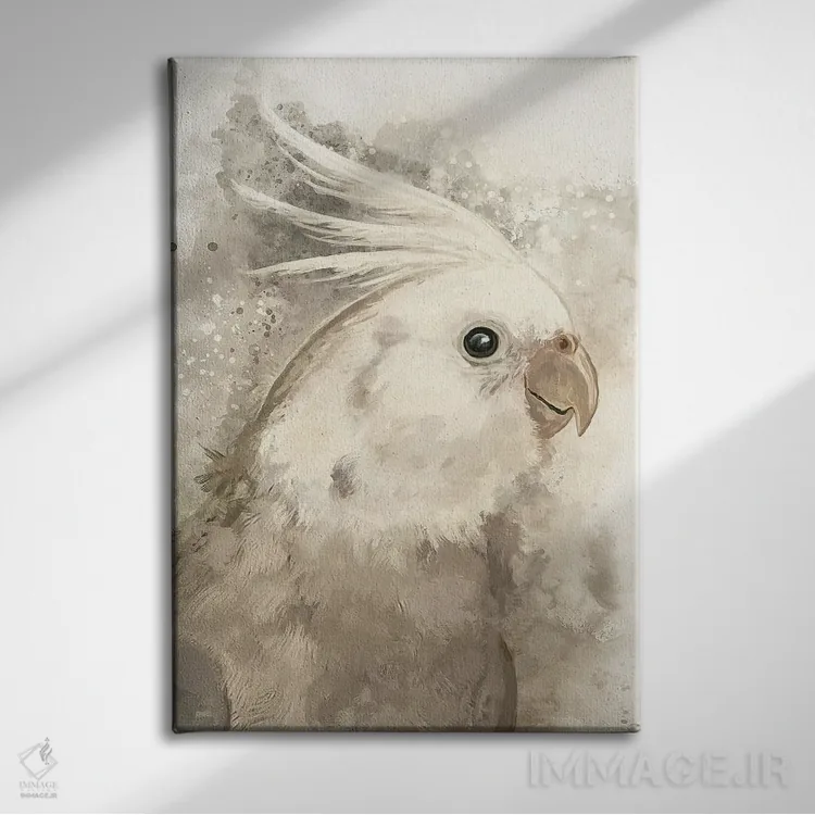 تابلو دکوراتیو کاکاتیل صورت سفید اثر لوییز گلبی - نمای روبهرو روی دیوار