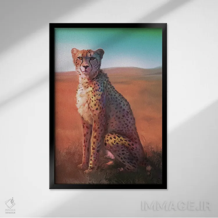 تابلو دکوراتیو یوزپلنگ ساوانا اثر لوییز گلبی - نمای قابدار مشکی