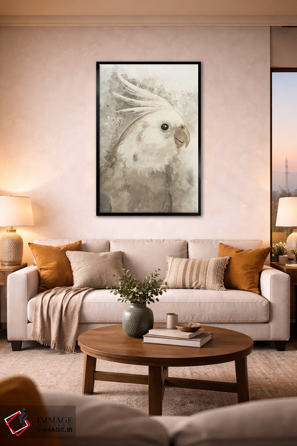 تابلو دکوراتیو کاکاتیل صورت سفید اثر لوییز گلبی - D2B