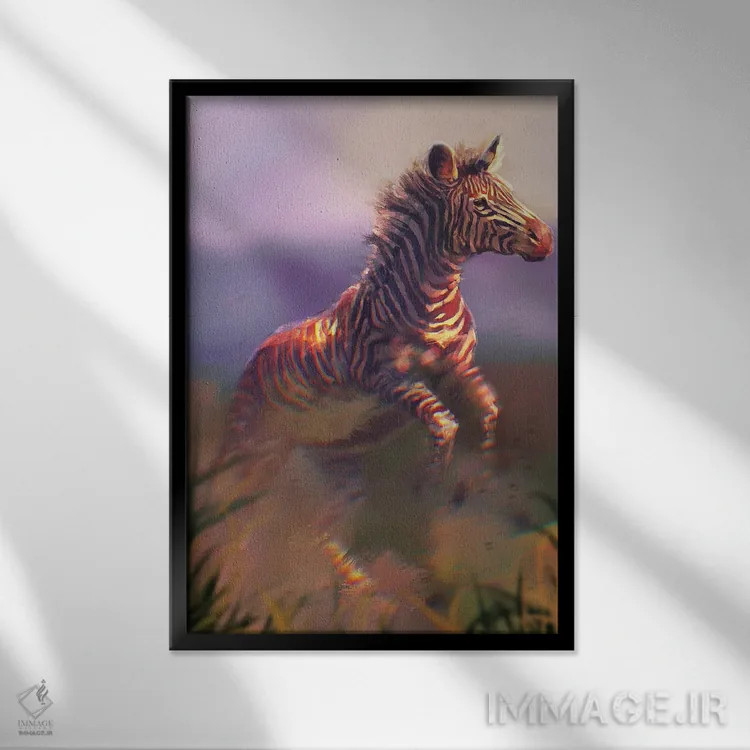 تابلو دکوراتیو گورخر گریوی اثر لوییز گلبی - نمای قابدار مشکی