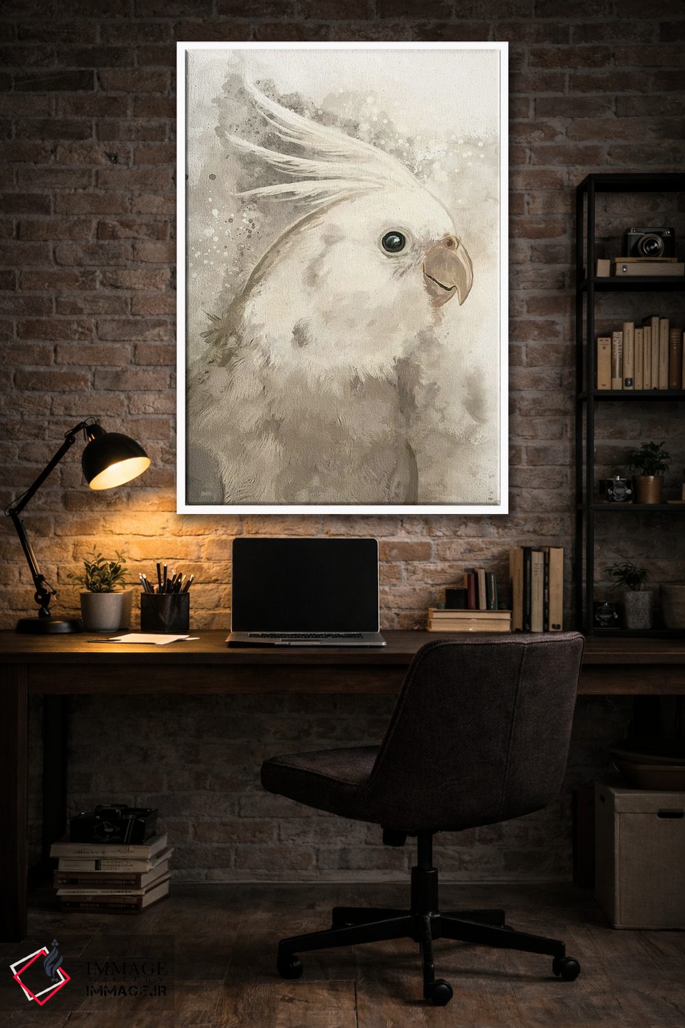 تابلو دکوراتیو کاکاتیل صورت سفید اثر لوییز گلبی - D4W