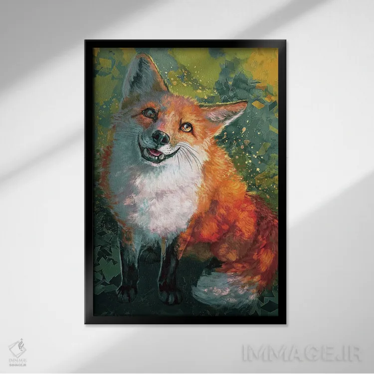 تابلو دکوراتیو روباه شاد اثر لوییز گلبی - نمای قابدار مشکی