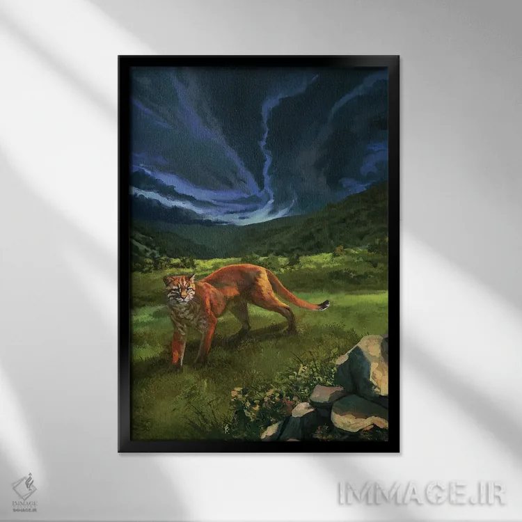 تابلو دکوراتیو گربه طلایی آسیایی اثر لوییز گلبی - نمای قابدار مشکی