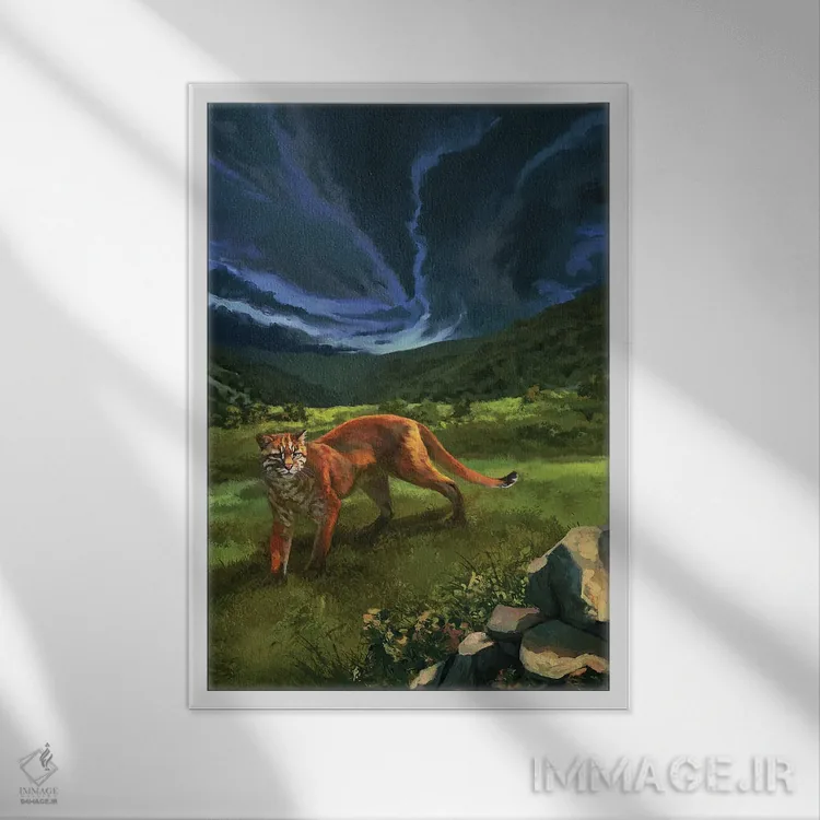 تابلو دکوراتیو گربه طلایی آسیایی اثر لوییز گلبی - نمای قابدار سفید