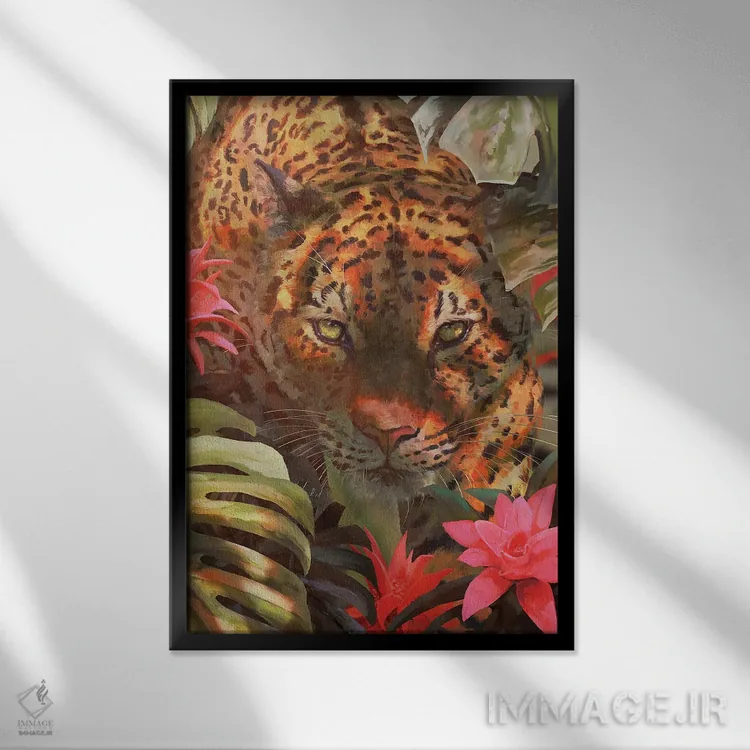 تابلو دکوراتیو شکارچی گرمسیری اثر لوییز گلبی - نمای قابدار مشکی