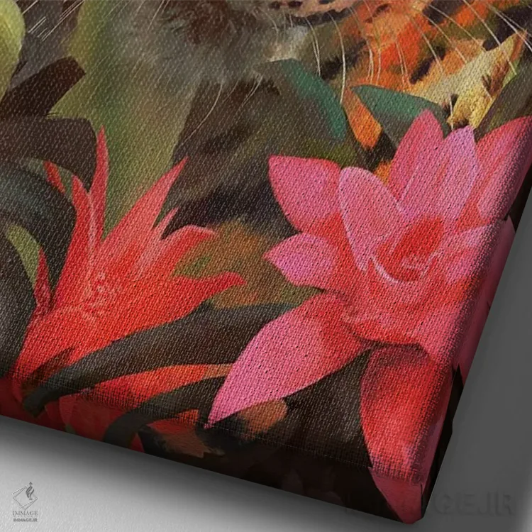 تابلو دکوراتیو شکارچی گرمسیری اثر لوییز گلبی - نمای نزدیک بافت بوم