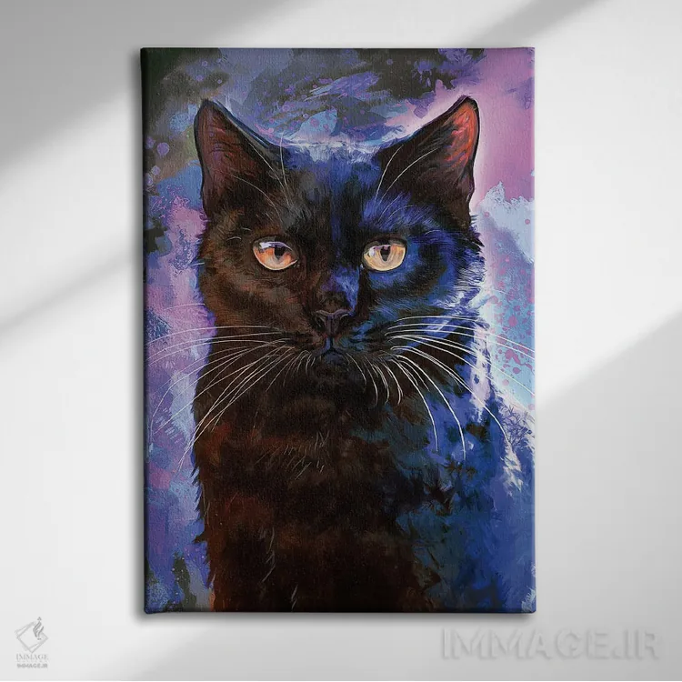 تابلو دکوراتیو گربه سیاه اثر لوییز گلبی - نمای روبهرو روی دیوار