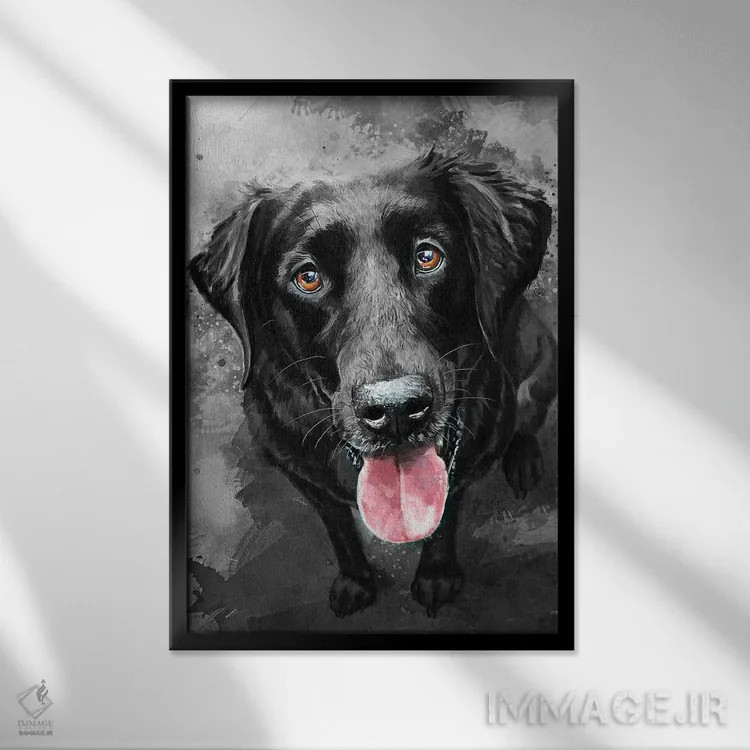 تابلو دکوراتیو لابرادور مشکی اثر لوییز گلبی - نمای قابدار مشکی