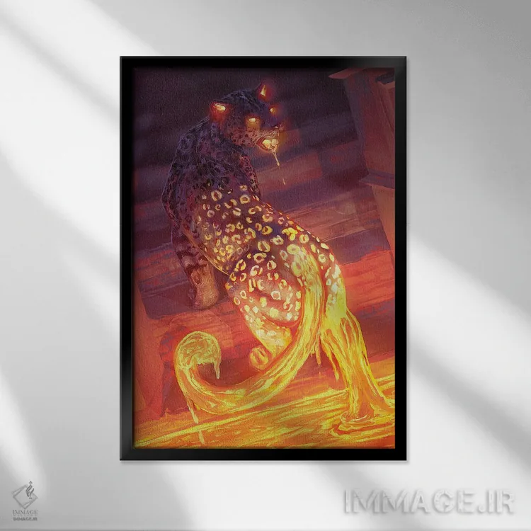 تابلو دکوراتیو پلنگ گدازه اثر لوییز گلبی - نمای قابدار مشکی