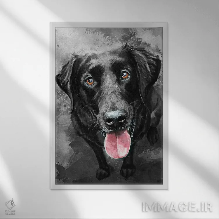 تابلو دکوراتیو لابرادور مشکی اثر لوییز گلبی - نمای قابدار سفید