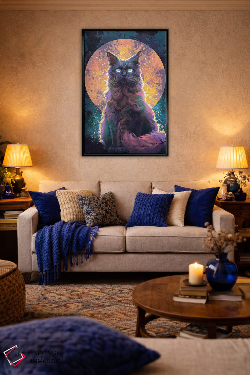 تابلو دکوراتیو گربه مهتابی اثر لوییز گلبی - D4B