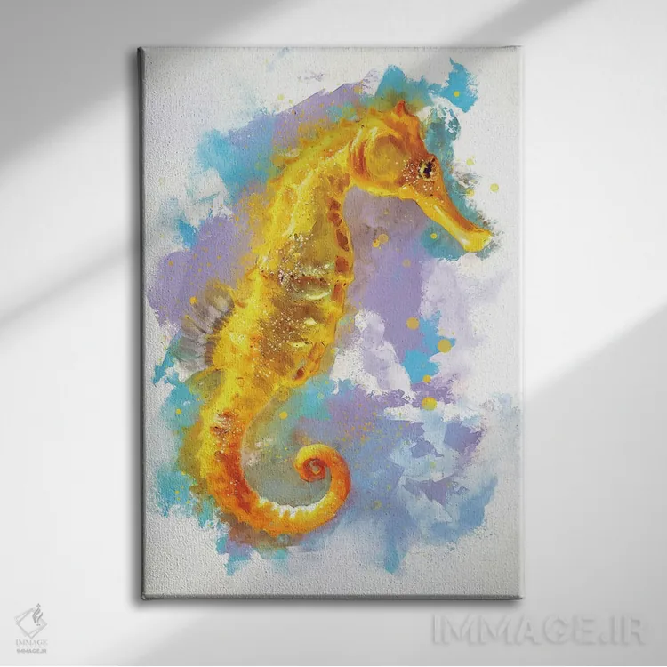 تابلو دکوراتیو اسب دریایی اثر لوییز گلبی - نمای روبهرو روی دیوار