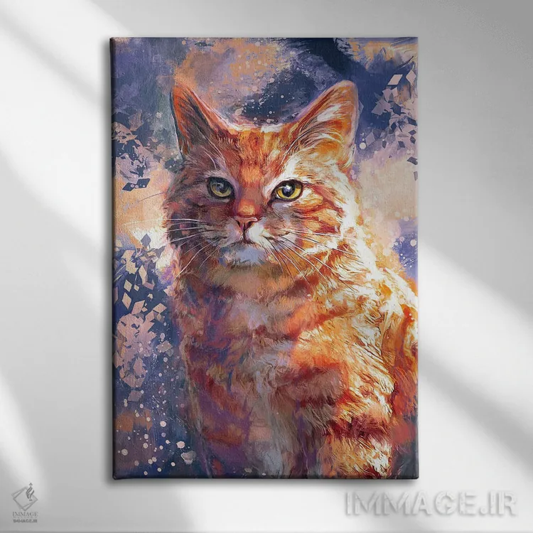 تابلو دکوراتیو گربه نارنجی اثر لوییز گلبی - نمای روبهرو روی دیوار