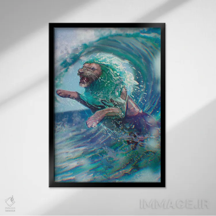 تابلو دکوراتیو شیر دریایی اثر لوییز گلبی - نمای قابدار مشکی