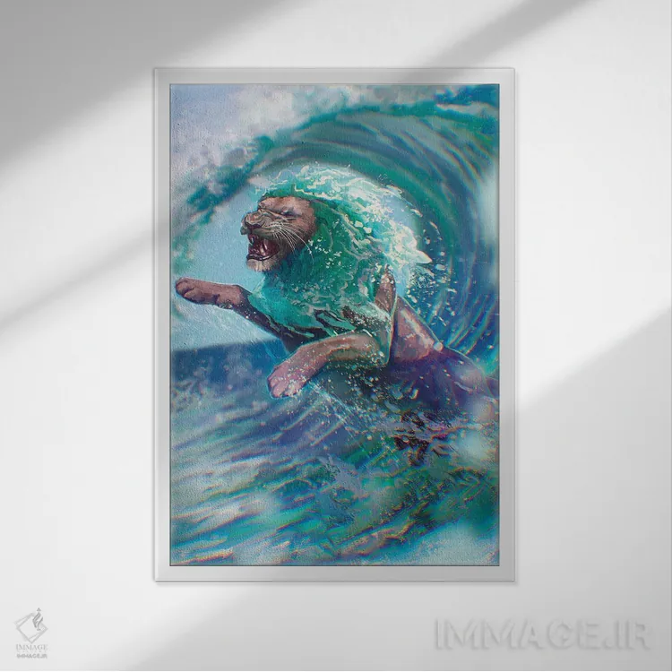 تابلو دکوراتیو شیر دریایی اثر لوییز گلبی - نمای قابدار سفید