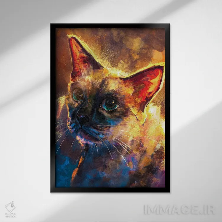 تابلو دکوراتیو سیامی اثر لوییز گلبی - نمای قابدار مشکی