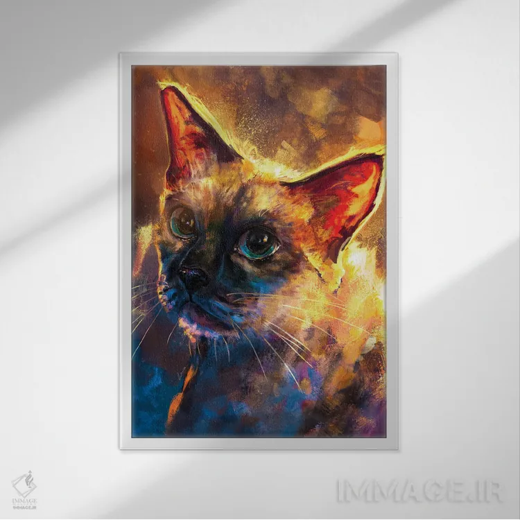 تابلو دکوراتیو سیامی اثر لوییز گلبی - نمای قابدار سفید