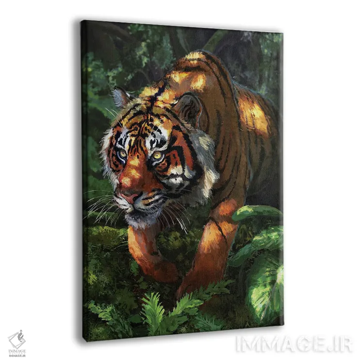 تابلو دکوراتیو ببر کمین کرده اثر لوییز گلبی - نمای پرسپکتیو محصول