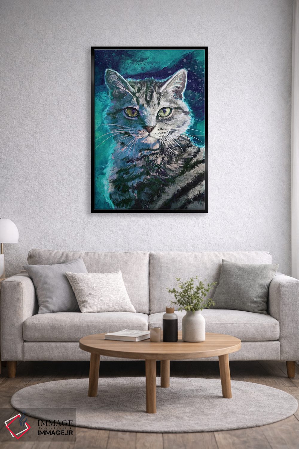 تابلو دکوراتیو گربه خط دار نقره ای اثر لوییز گلبی - D5B