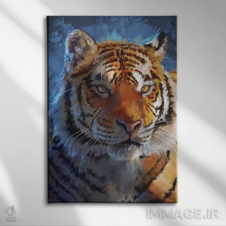 تابلو دکوراتیو ببر آبی اثر لوییز گلبی - نمای روبهرو روی دیوار