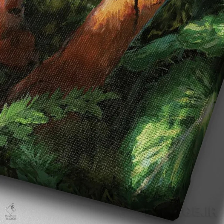 تابلو دکوراتیو ببر کمین کرده اثر لوییز گلبی - نمای نزدیک بافت بوم