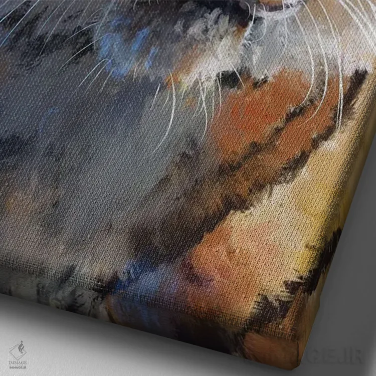 تابلو دکوراتیو ببر آبی اثر لوییز گلبی - نمای نزدیک بافت بوم