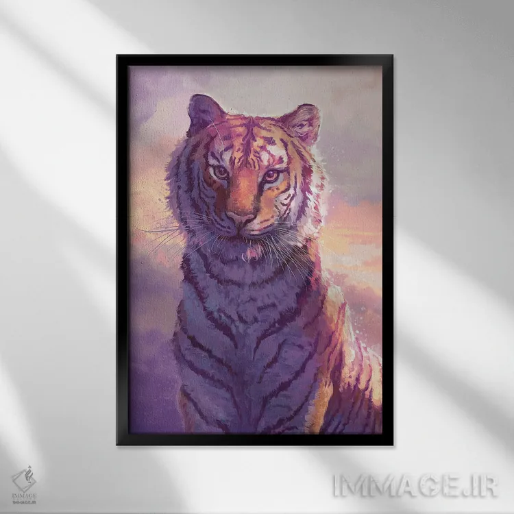 تابلو دکوراتیو ببر ابری اثر لوییز گلبی - نمای قابدار مشکی