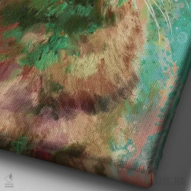 تابلو دکوراتیو گربه خط دار اثر لوییز گلبی - نمای نزدیک بافت بوم