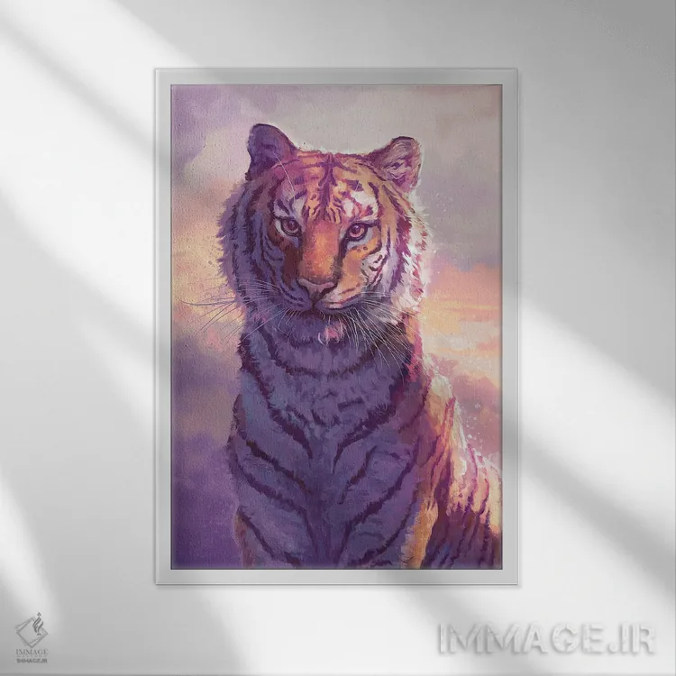 تابلو دکوراتیو ببر ابری اثر لوییز گلبی - نمای قابدار سفید