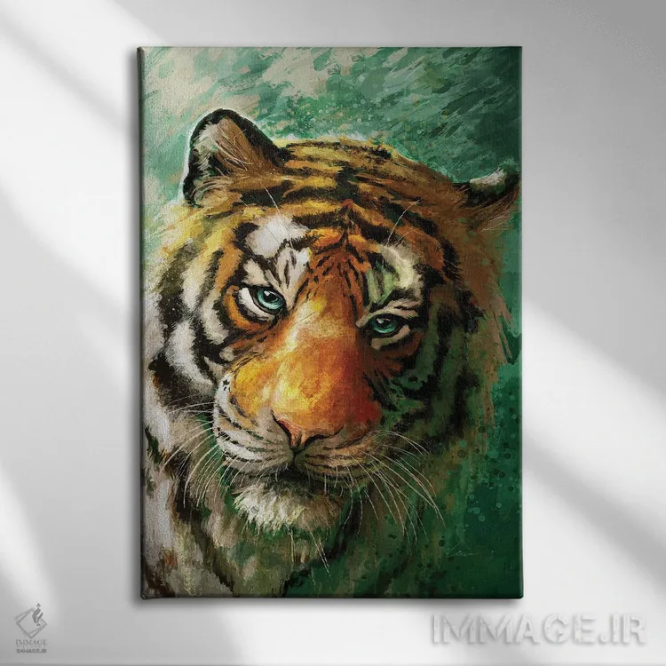 تابلو دکوراتیو ببر یشم اثر لوییز گلبی - نمای روبهرو روی دیوار