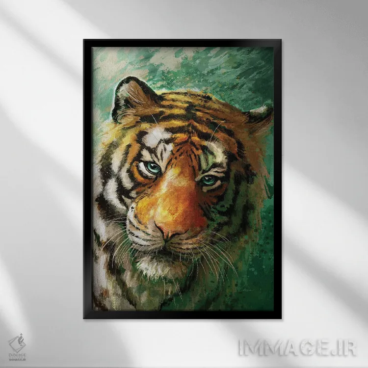 تابلو دکوراتیو ببر یشم اثر لوییز گلبی - نمای قابدار مشکی