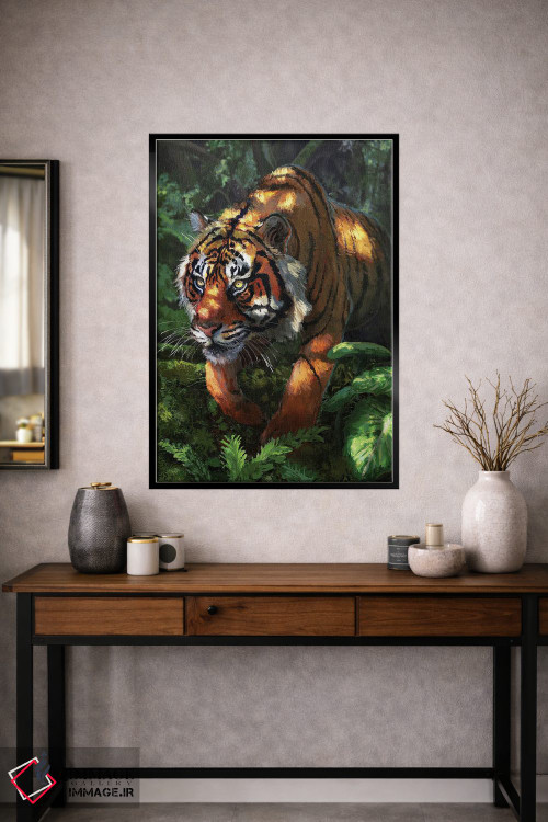 تابلو دکوراتیو ببر کمین کرده اثر لوییز گلبی - D1B