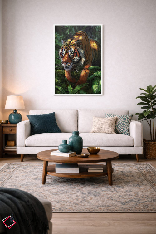 تابلو دکوراتیو ببر کمین کرده اثر لوییز گلبی - D3W