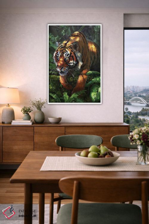 تابلو دکوراتیو ببر کمین کرده اثر لوییز گلبی - D6W