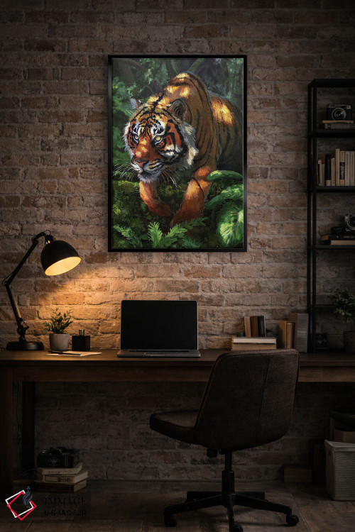 تابلو دکوراتیو ببر کمین کرده اثر لوییز گلبی - D5B