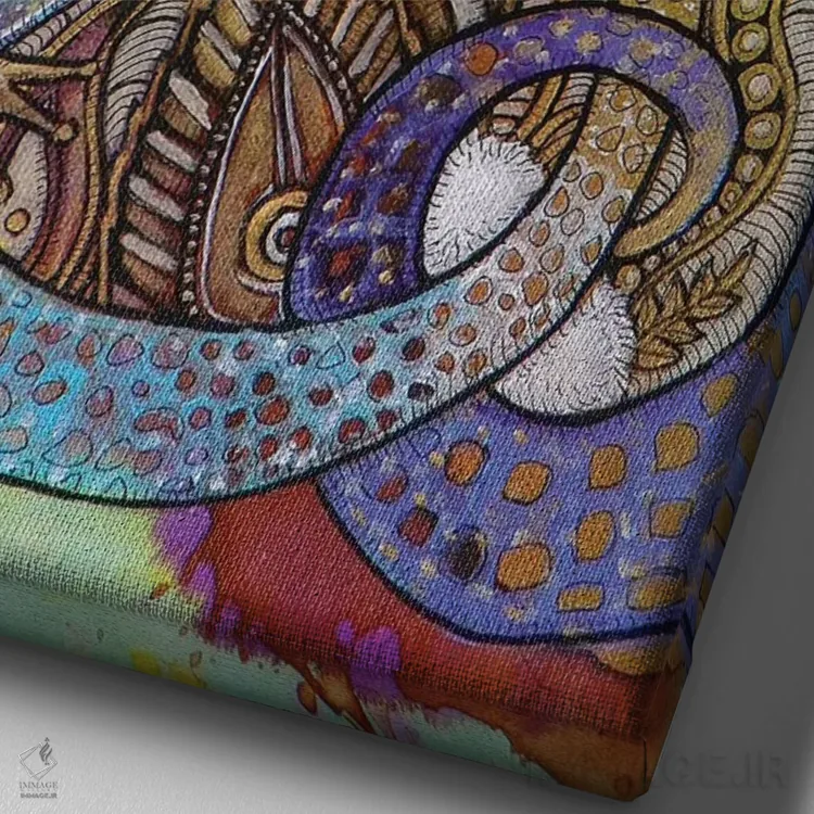 تابلو دکوراتیو گکوهای آبی اثر لینت شلی - نمای نزدیک بافت بوم