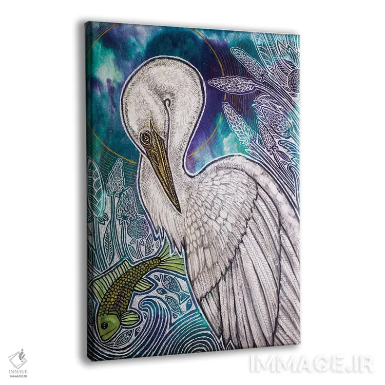 تابلو دکوراتیو حواصیل سفید بزرگ اثر لینت شلی - نمای پرسپکتیو محصول