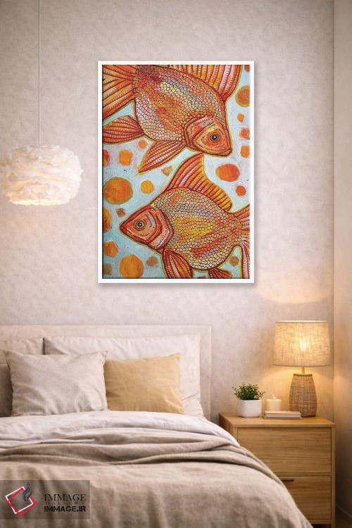 تابلو دکوراتیو دو ماهی طلایی اثر لینت شلی - D1W