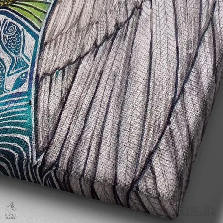 تابلو دکوراتیو حواصیل سفید بزرگ اثر لینت شلی - نمای نزدیک بافت بوم