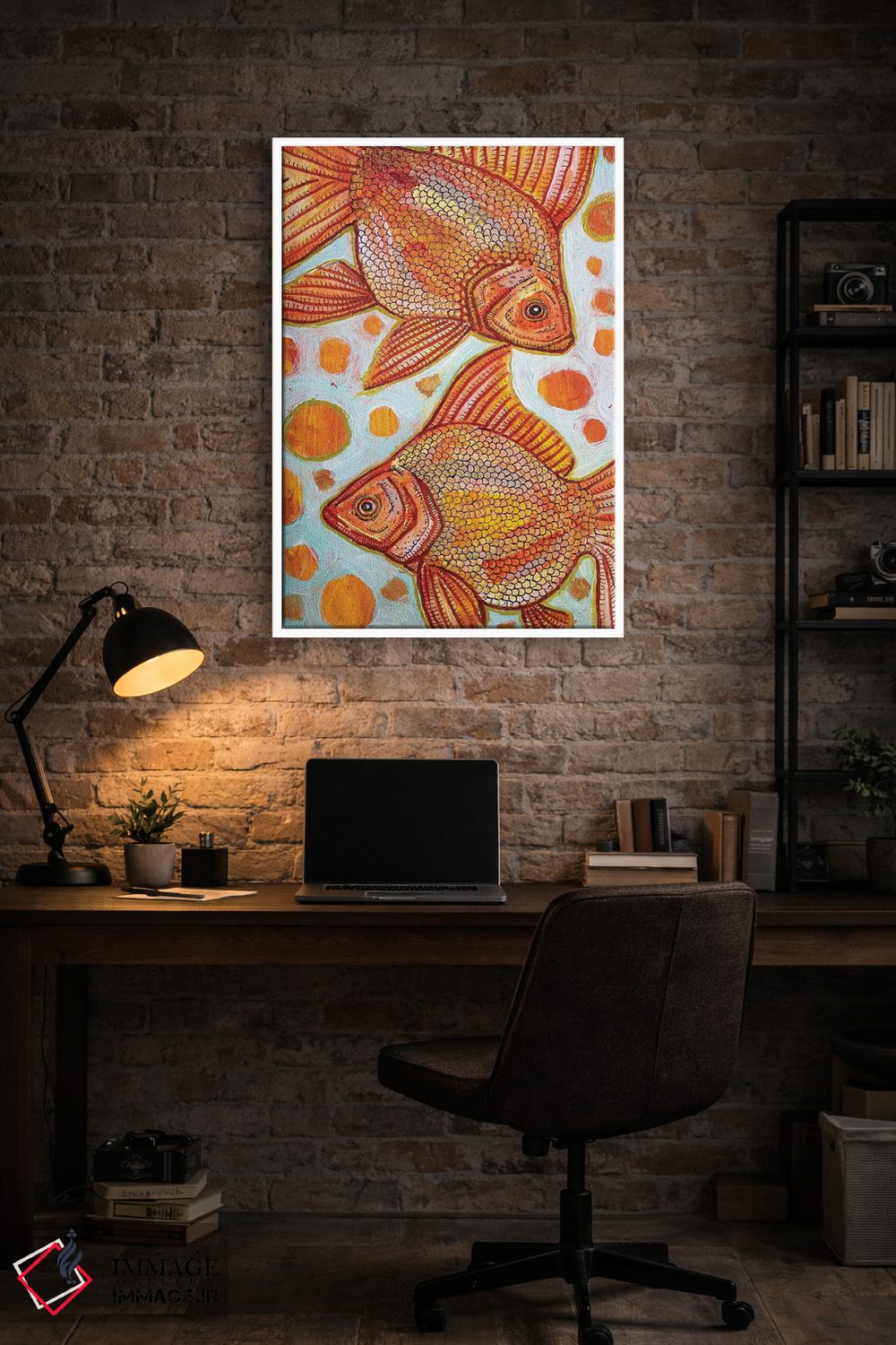 تابلو دکوراتیو دو ماهی طلایی اثر لینت شلی - D3W