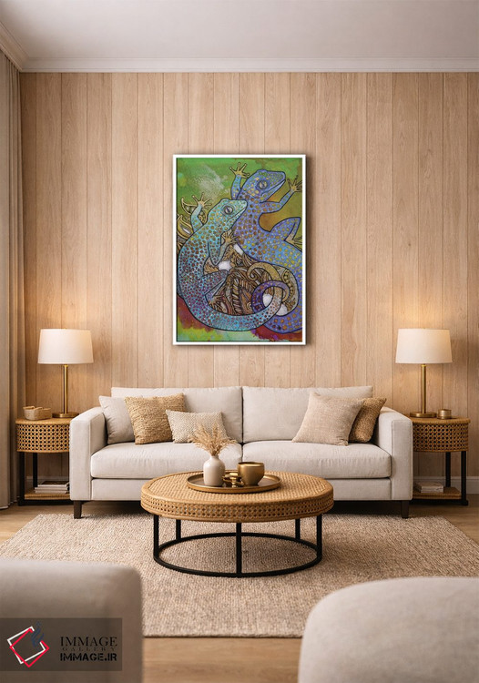 تابلو دکوراتیو گکوهای آبی اثر لینت شلی - D1W