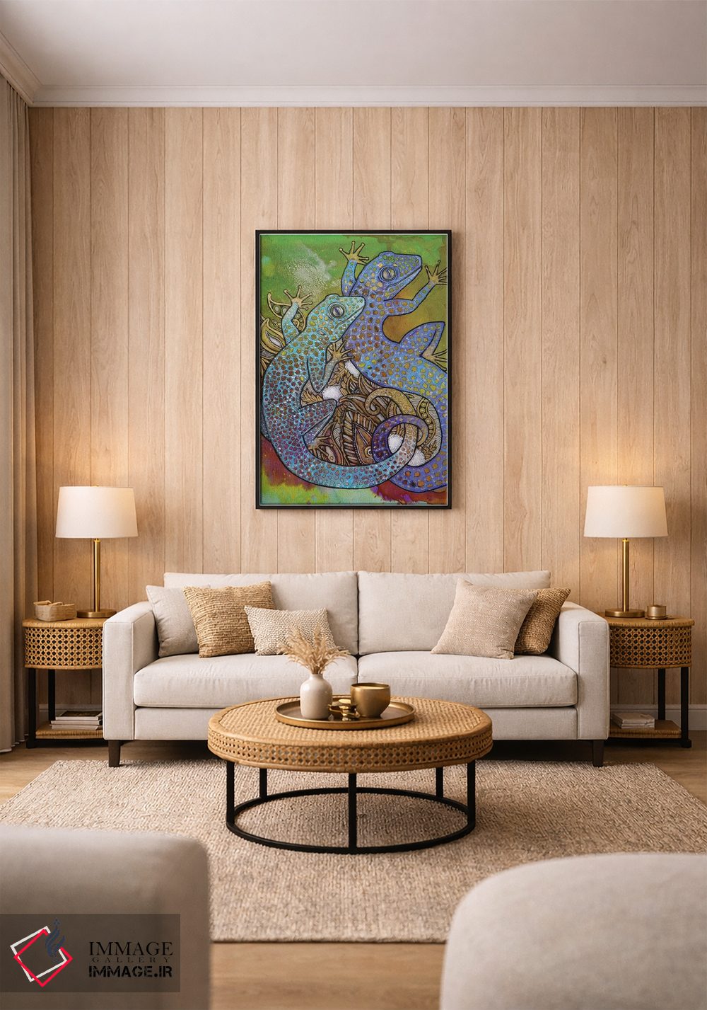 تابلو دکوراتیو گکوهای آبی اثر لینت شلی - D2B