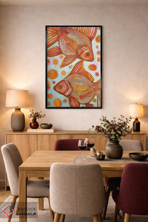 تابلو دکوراتیو دو ماهی طلایی اثر لینت شلی - D5B