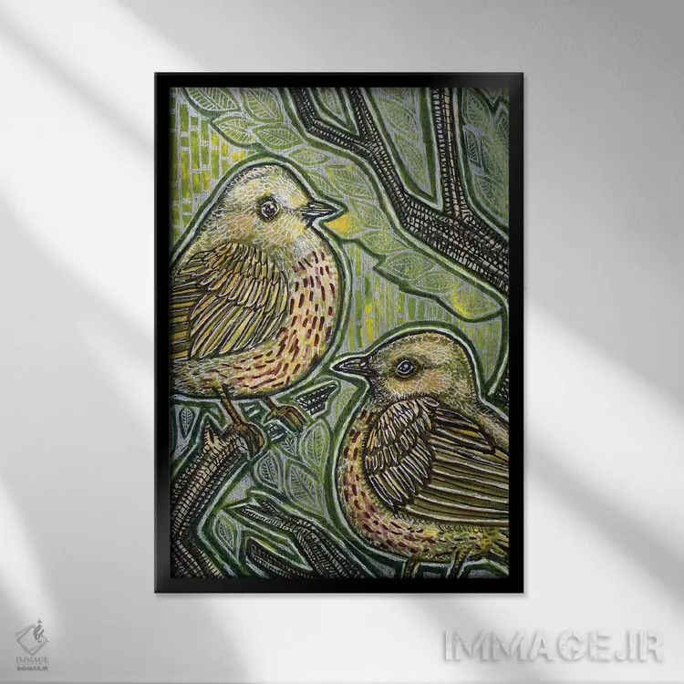 تابلو دکوراتیو دوئت اثر لینت شلی - نمای قابدار مشکی