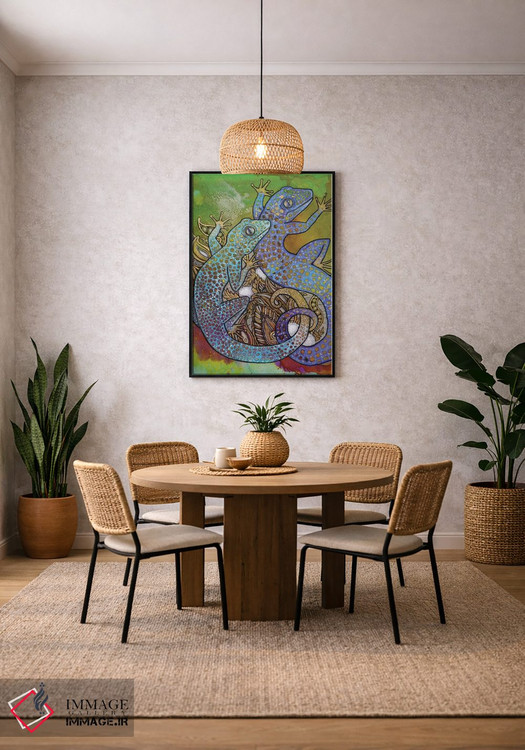 تابلو دکوراتیو گکوهای آبی اثر لینت شلی - D6B