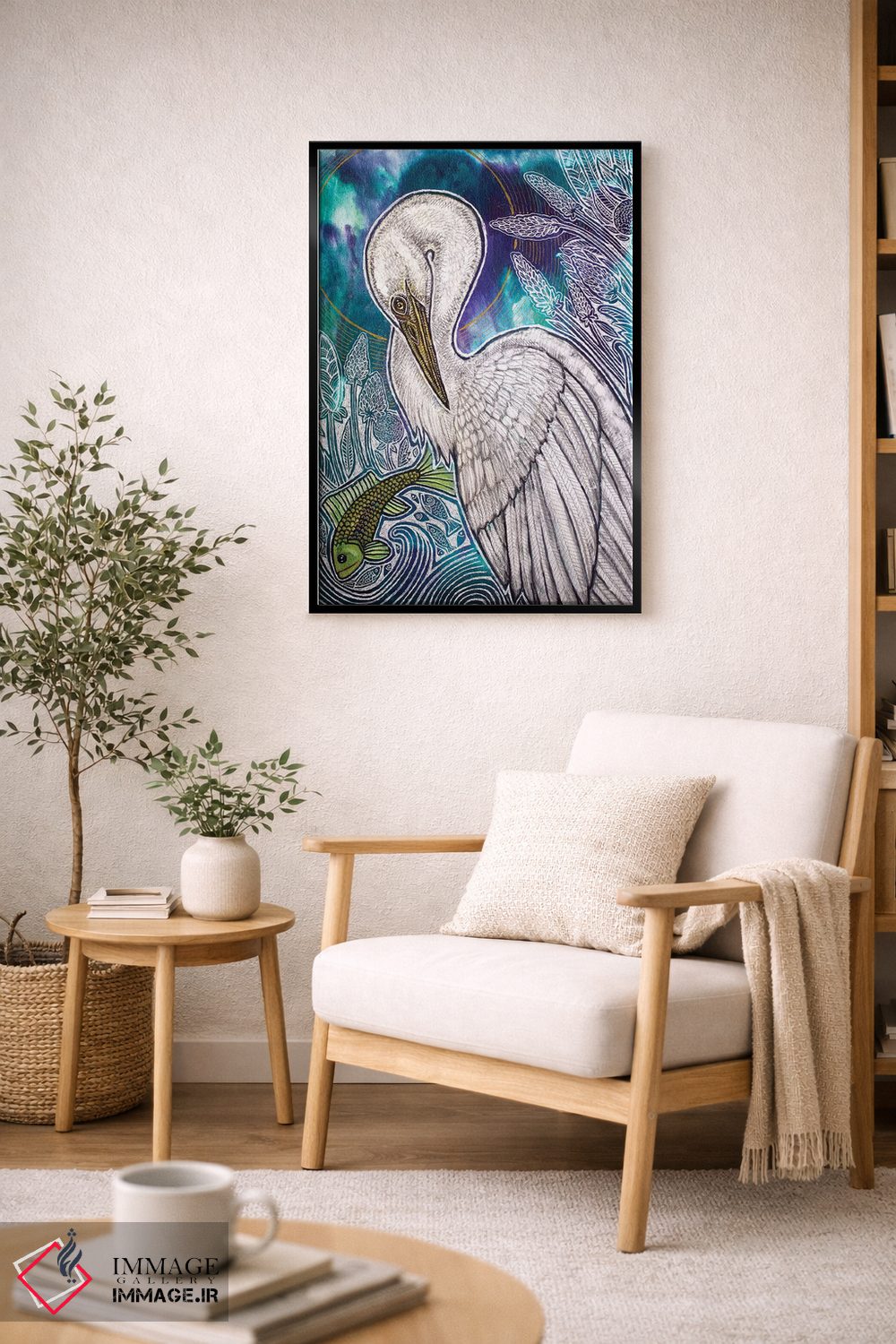 تابلو دکوراتیو حواصیل سفید بزرگ اثر لینت شلی - D1B